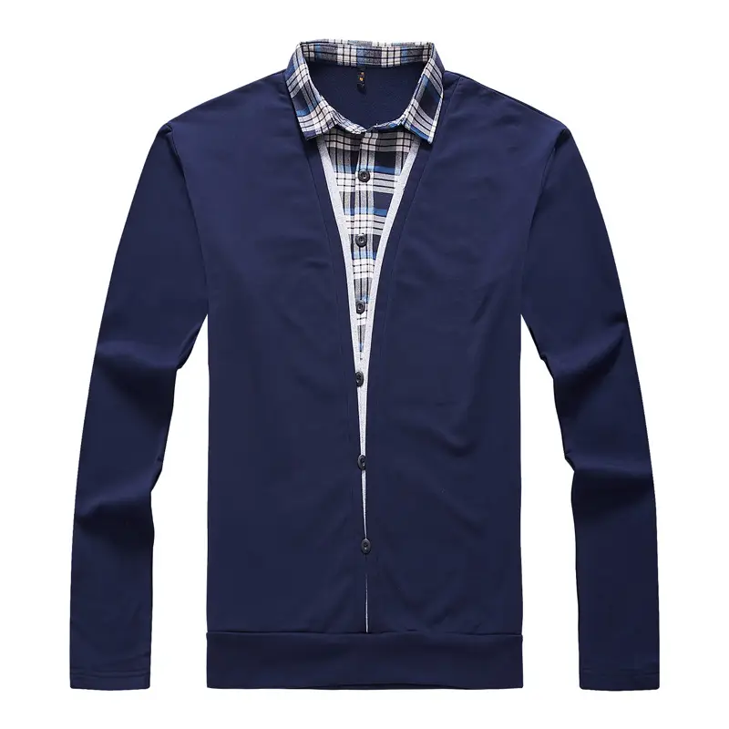 Men's Navy Blue Zipper Jacket Long Sleeve Outerwear