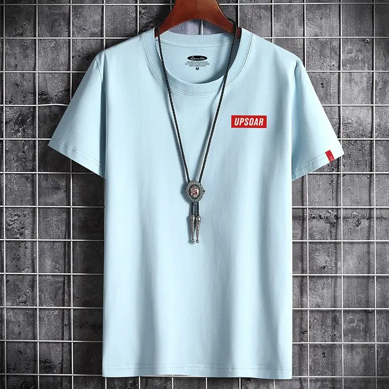 Men White Cotton T-Shirt Round Neck Loose Fit - Image 22