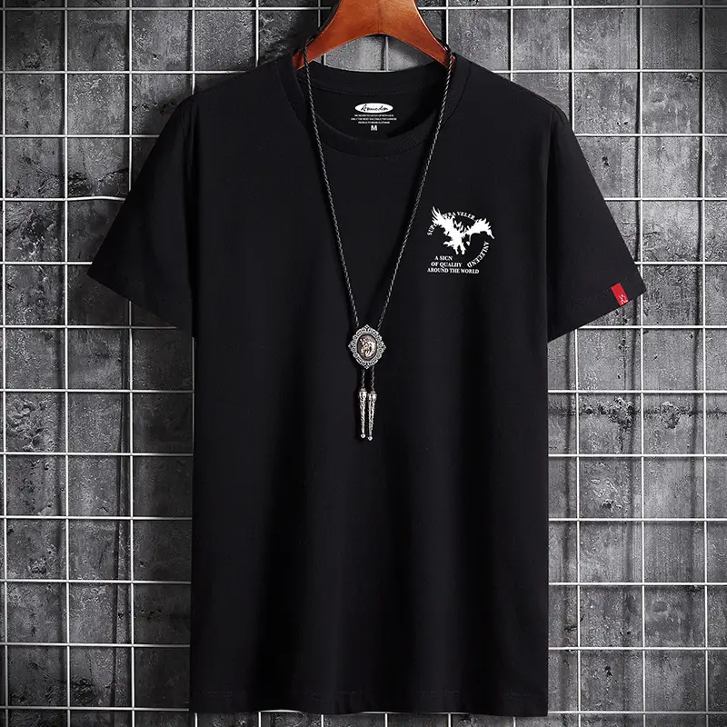 Men White Cotton T-Shirt Round Neck Loose Fit - Image 11
