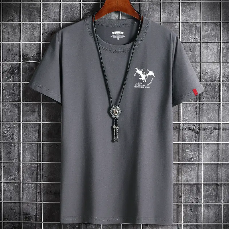 Men White Cotton T-Shirt Round Neck Loose Fit - Image 12