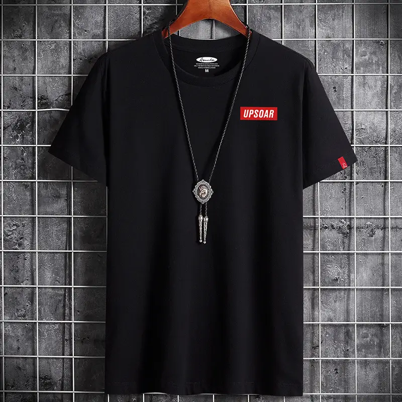 Men White Cotton T-Shirt Round Neck Loose Fit - Image 2