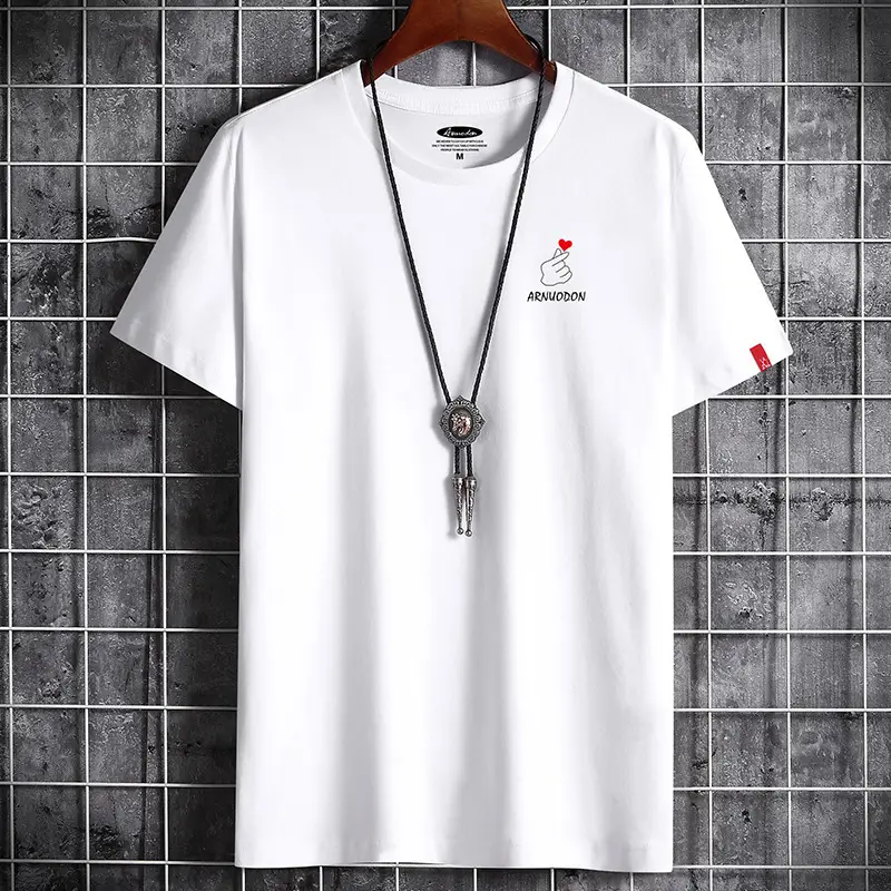 Men White Cotton T-Shirt Round Neck Loose Fit - Image 7