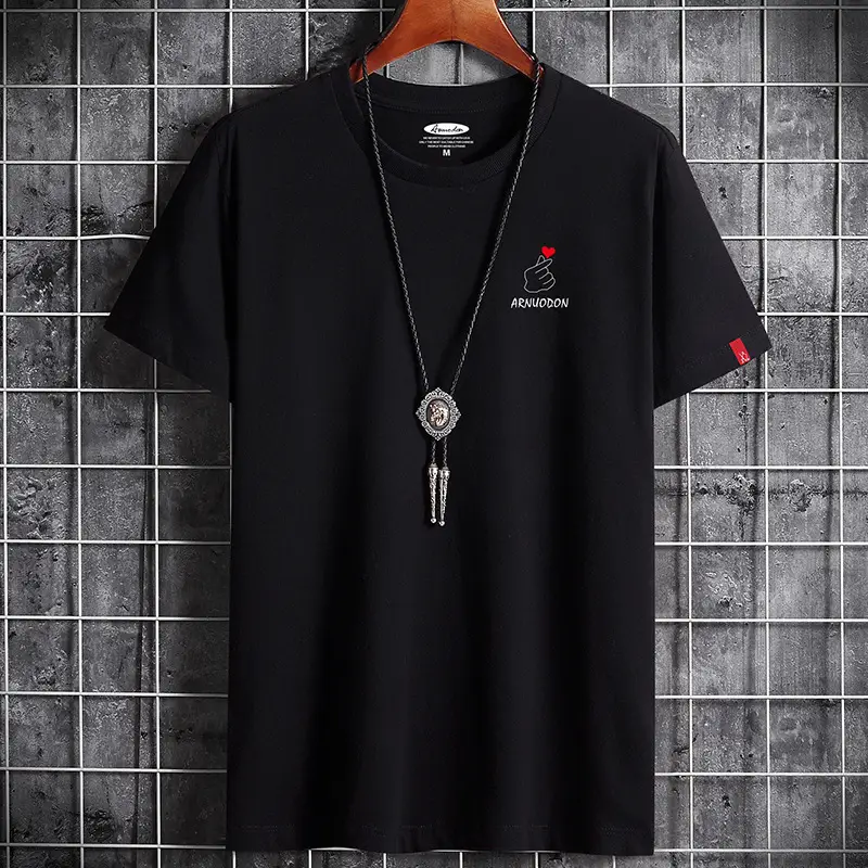Men White Cotton T-Shirt Round Neck Loose Fit - Image 8