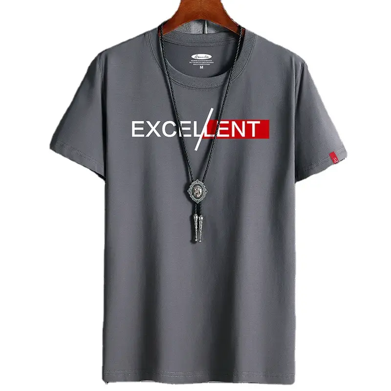 Men Grey Cotton T-Shirt Round Neck Loose Fit - Image 10