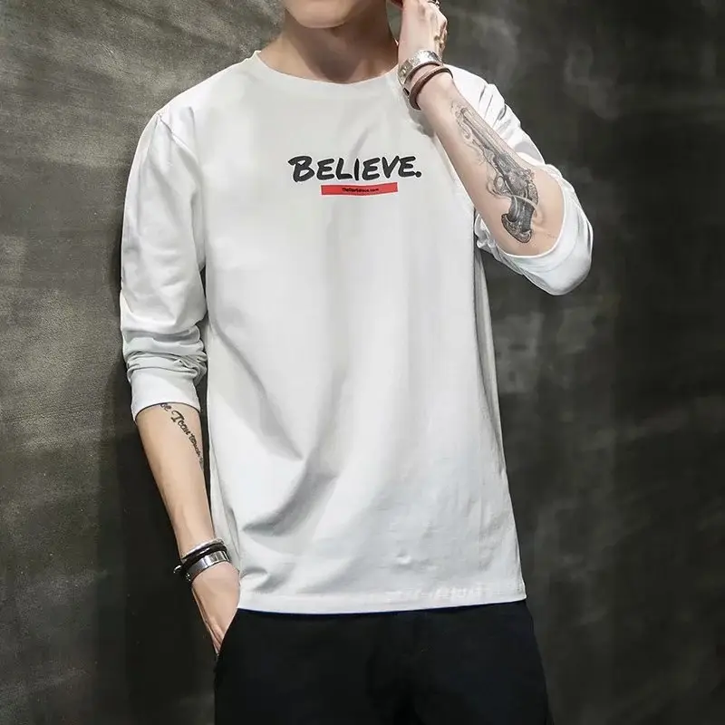 Men Black Graphic Long Sleeve T-Shirt Spring Autumn 2020 - Image 11