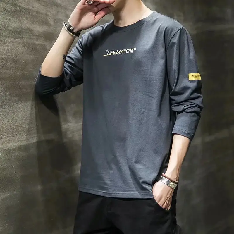 Men Black Graphic Long Sleeve T-Shirt Spring Autumn 2020 - Image 14
