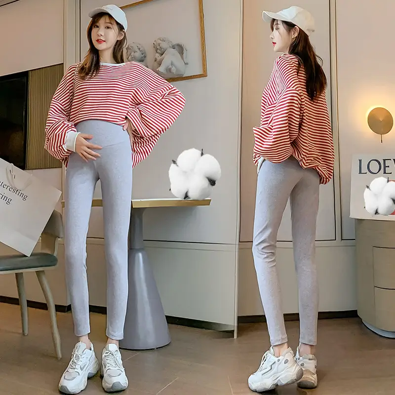 Pregnant Women's Leggings Ankle Length Adjustable Solid Color - Image 5