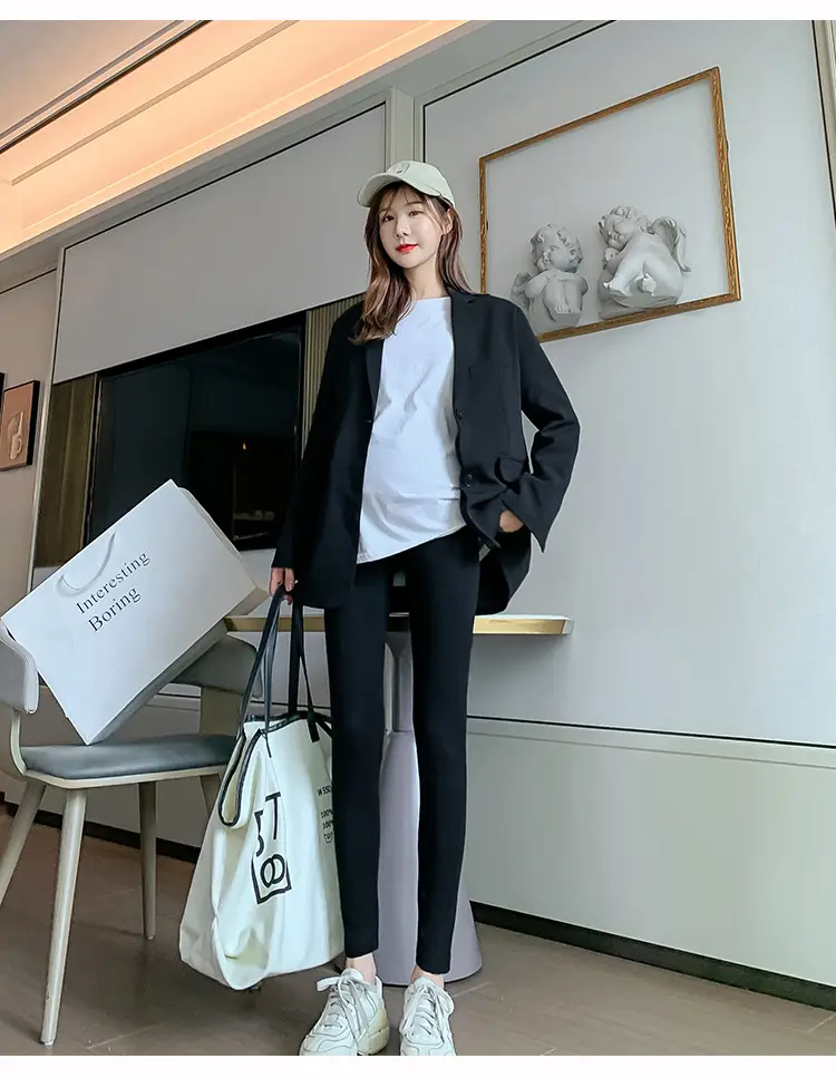 Pregnant Women's Leggings Ankle Length Adjustable Solid Color — feature 12