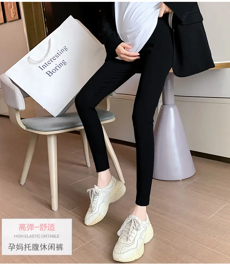 Pregnant Women's Leggings Ankle Length Adjustable Solid Color — feature 14