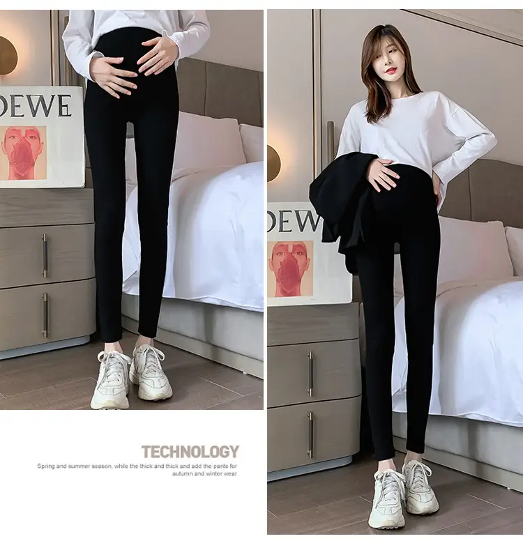 Pregnant Women's Leggings Ankle Length Adjustable Solid Color — feature 15