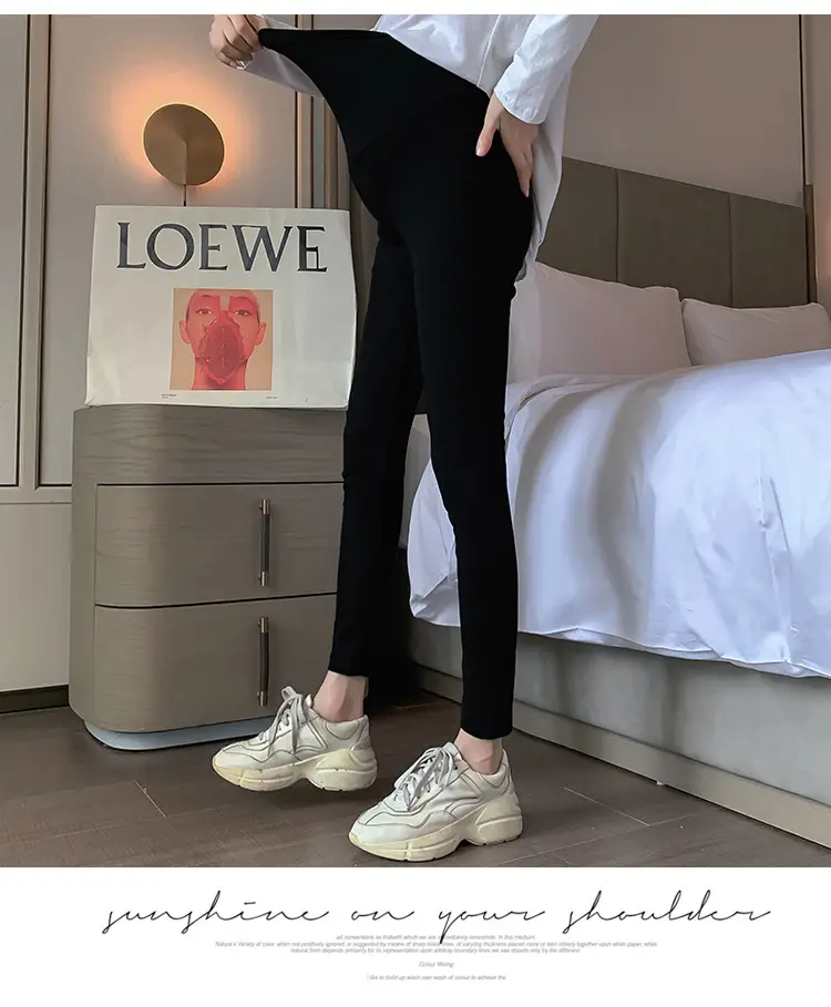 Pregnant Women's Leggings Ankle Length Adjustable Solid Color — feature 16