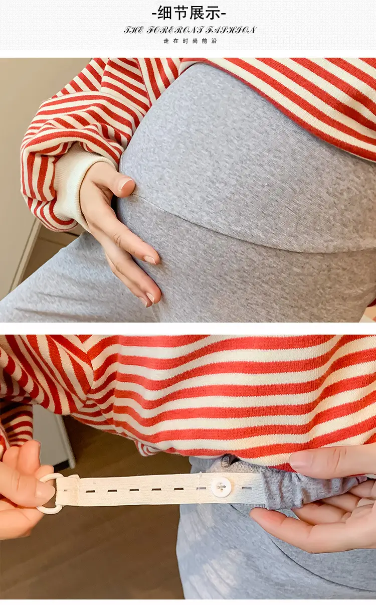 Pregnant Women's Leggings Ankle Length Adjustable Solid Color — feature 17