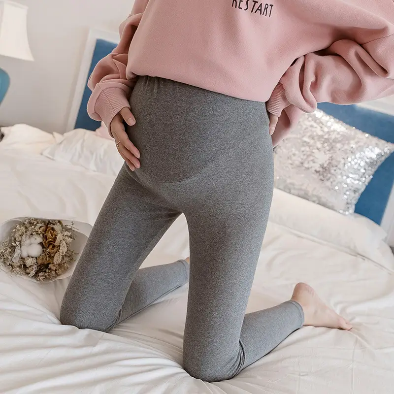 Pregnant Women's Leggings Ankle Length Adjustable Solid Color - Image 3