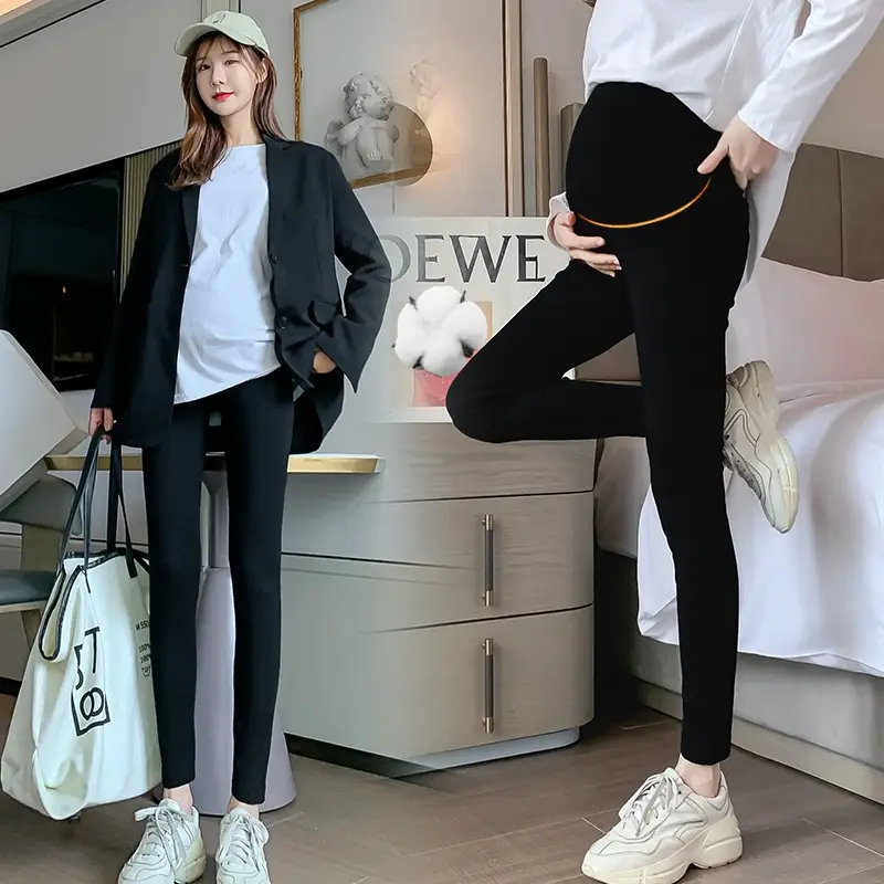 Pregnant Women's Leggings Ankle Length Adjustable Solid Color - Image 2