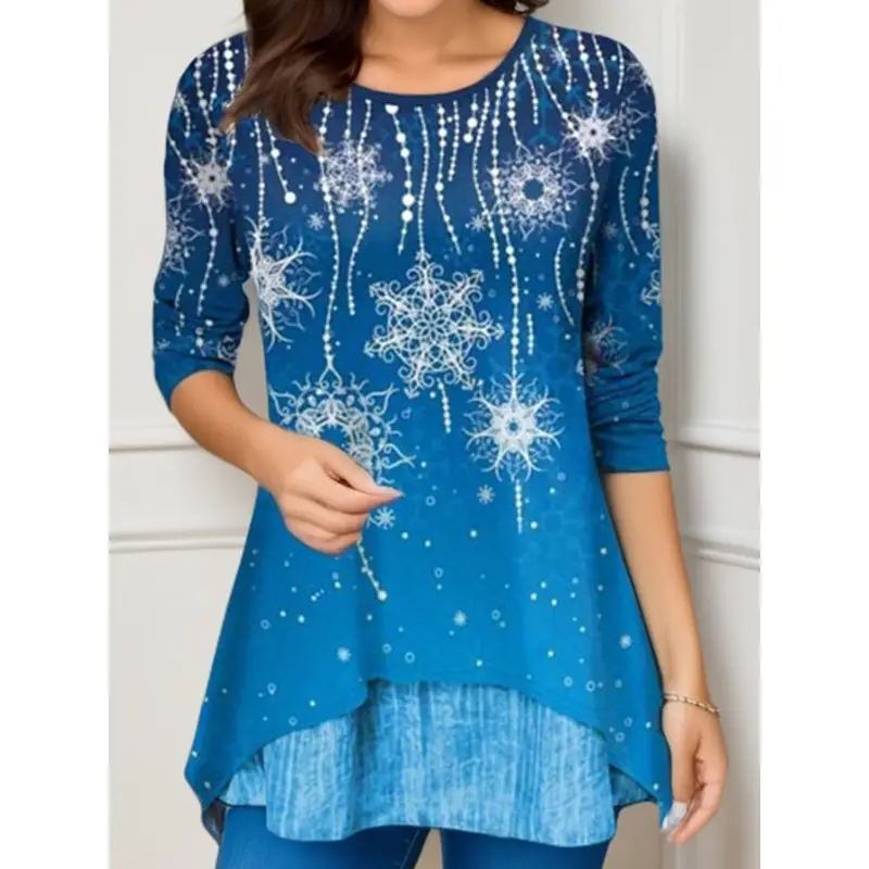 Women's Green Snowman Printed Long Sleeve T-Shirt - Image 13