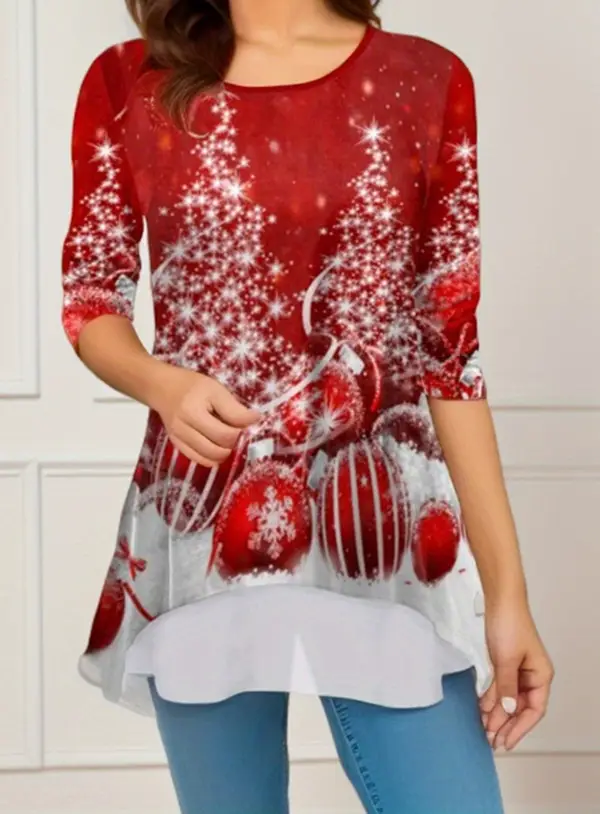 Women's Green Snowman Printed Long Sleeve T-Shirt - Image 8
