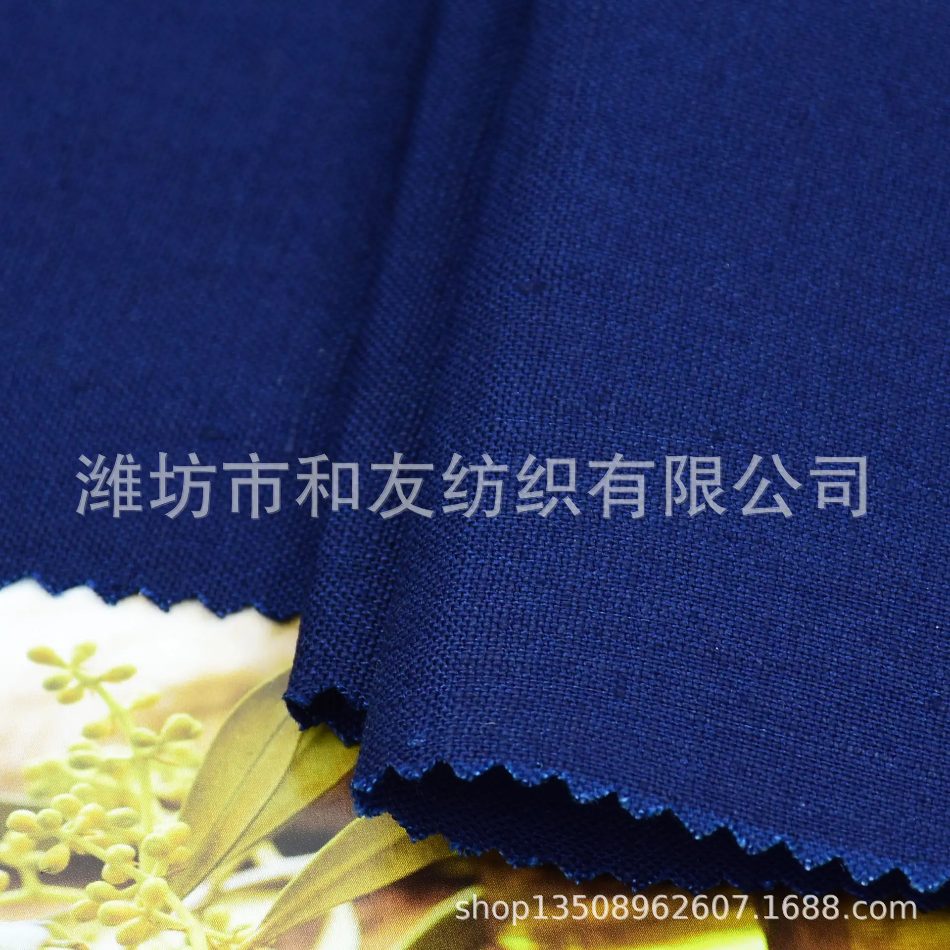 Pure Linen Plain Blue Fabric for Clothing