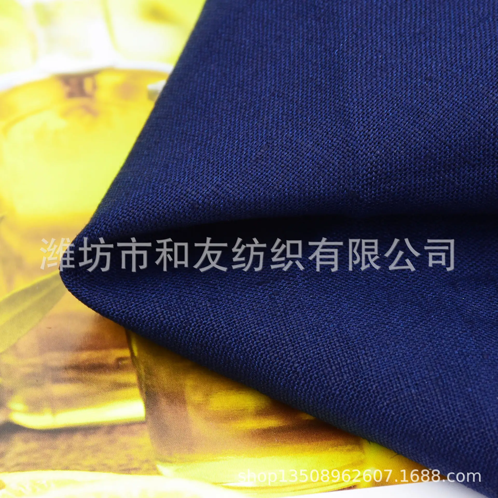 Pure Linen Plain Blue Fabric for Clothing