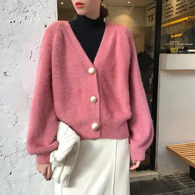 2025 Mink Velvet V-Neck Jacket Women - Image 2