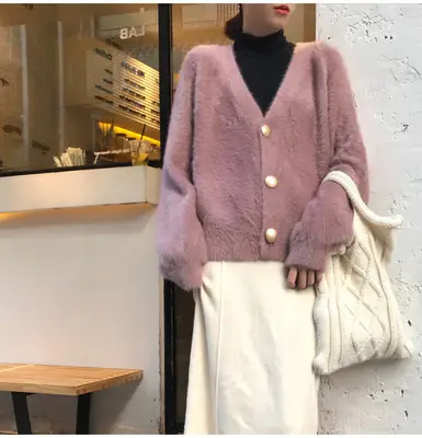 2025 Mink Velvet V-Neck Jacket Women - Image 3