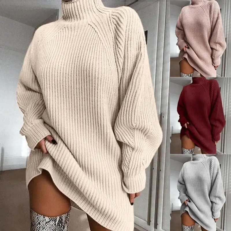 Women Knit Mid-Length Sweater with Raglan Sleeve - Image 8
