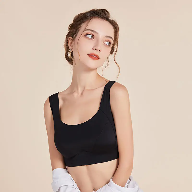 Good Mulberry Edge Silk Interior Traceless Vest Bra No Steel Ring Adjustable Silk Underwear 3157