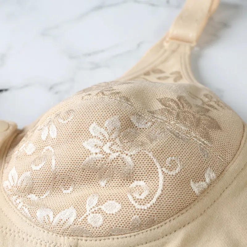 Middle-aged Bra Pure Cotton Bra No Steel Ring Large Size Front Opening Buckle Mother Underwear Vest-style Middle-aged Underwear