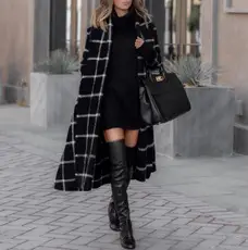 Ladies Leopard Print Long Sleeve Dress White Black — feature 12