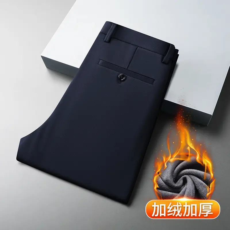 Straight-Leg Fleece Lined Long Pants for Men - Image 2