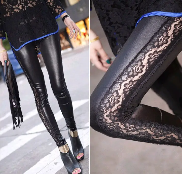 Winter Velvet Lace Leggings Women Warm Stretch - Image 3