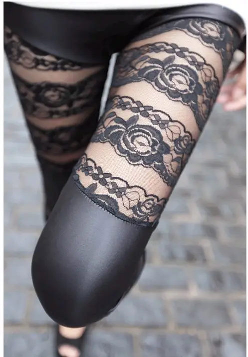 Winter Velvet Lace Leggings Women Warm Stretch - Image 2