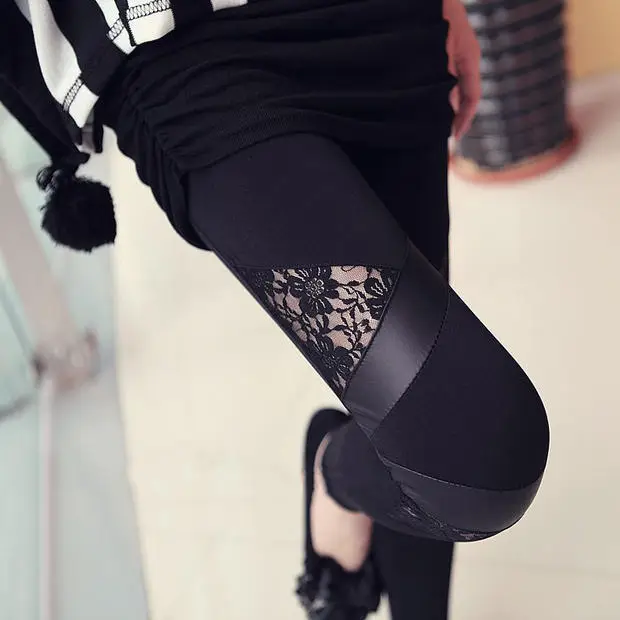 Winter Velvet Lace Leggings Women Warm Stretch - Image 4
