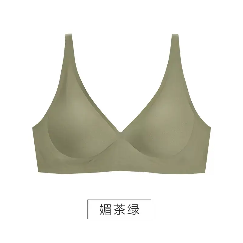 Jelly Seamless Underwear Women's French Sexy Wire-Free Underwear Small Breast Push-Up Anti-Sagging Summer Thin Bra