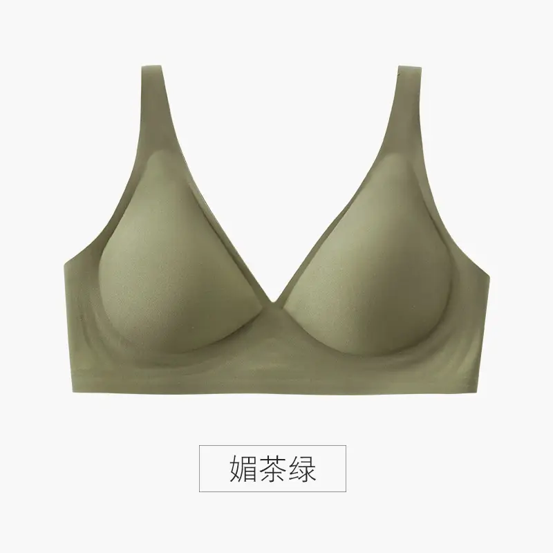 Jelly Seamless Underwear Women's French Sexy Wire-Free Underwear Small Breast Push-Up Anti-Sagging Summer Thin Bra