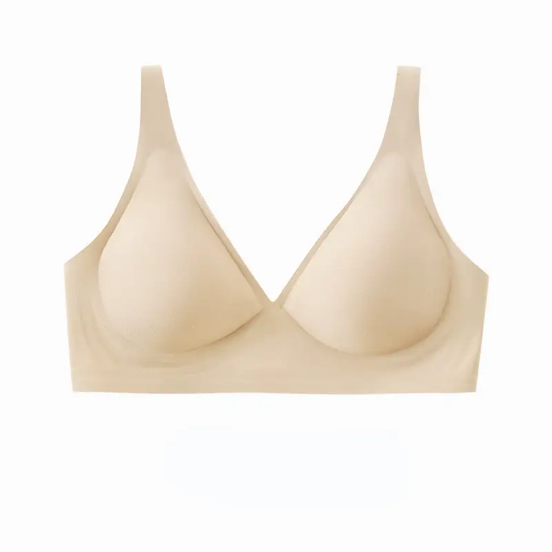 Jelly Seamless Underwear Women's French Sexy Wire-Free Underwear Small Breast Push-Up Anti-Sagging Summer Thin Bra