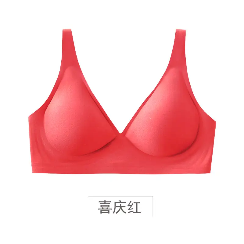 Jelly Seamless Underwear Women's French Sexy Wire-Free Underwear Small Breast Push-Up Anti-Sagging Summer Thin Bra