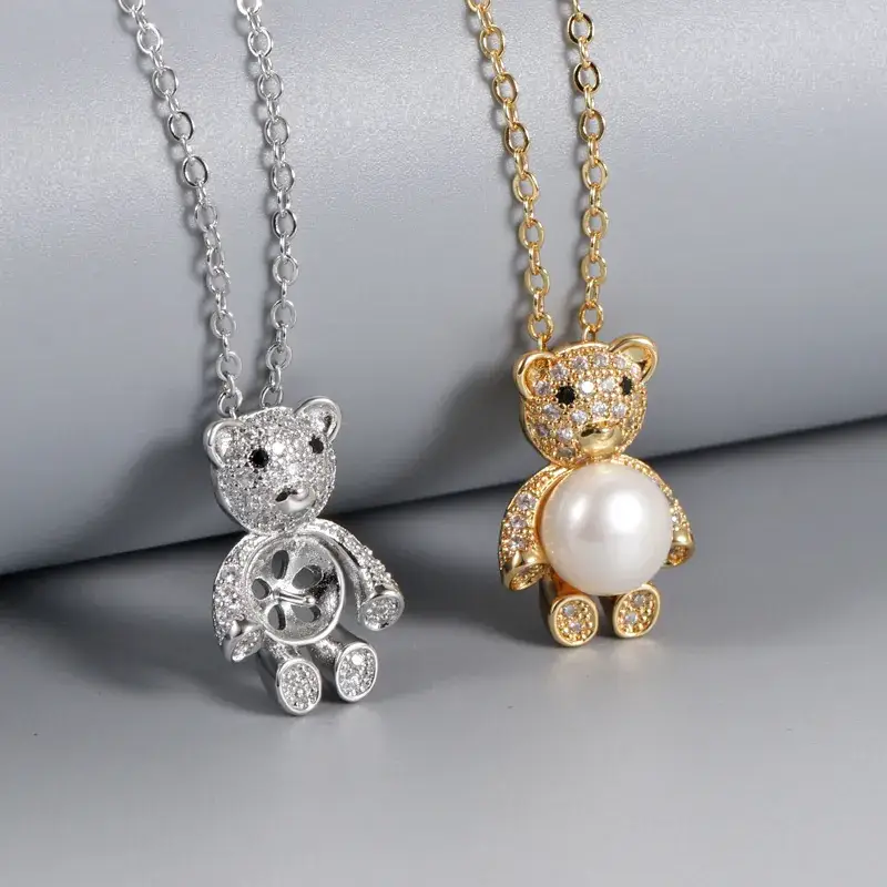 Korean Style Bear Pearl Pendant Necklace for Women - Image 7