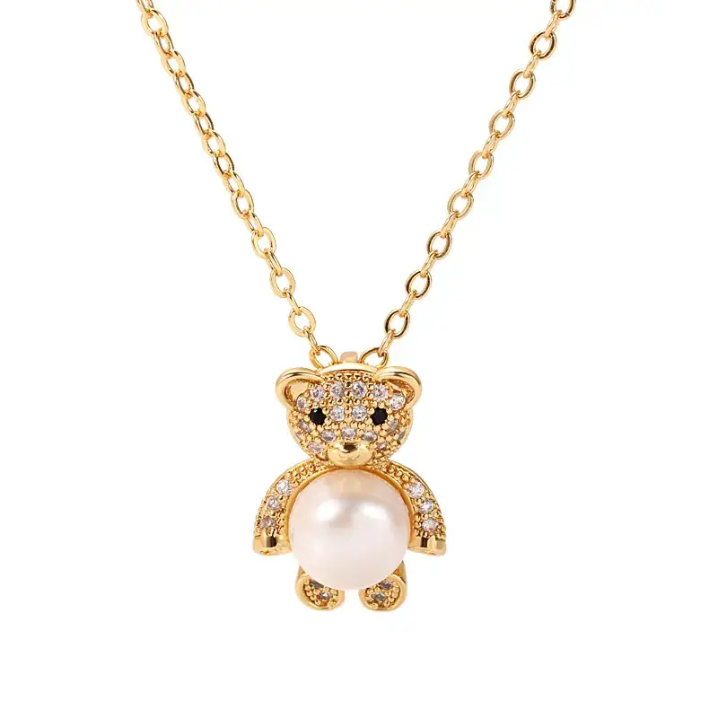 Korean Style Bear Pearl Pendant Necklace for Women - Image 9
