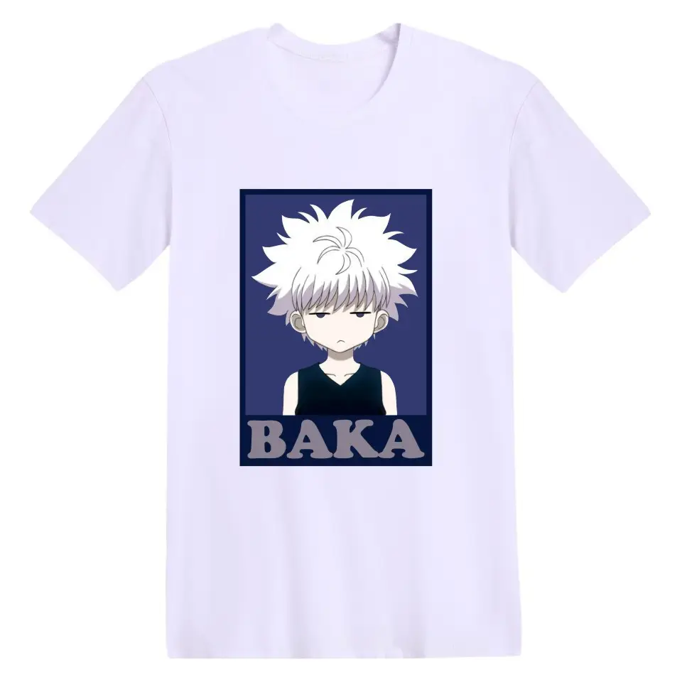 Baka Anime T-Shirt Grey Cotton Round Neck
