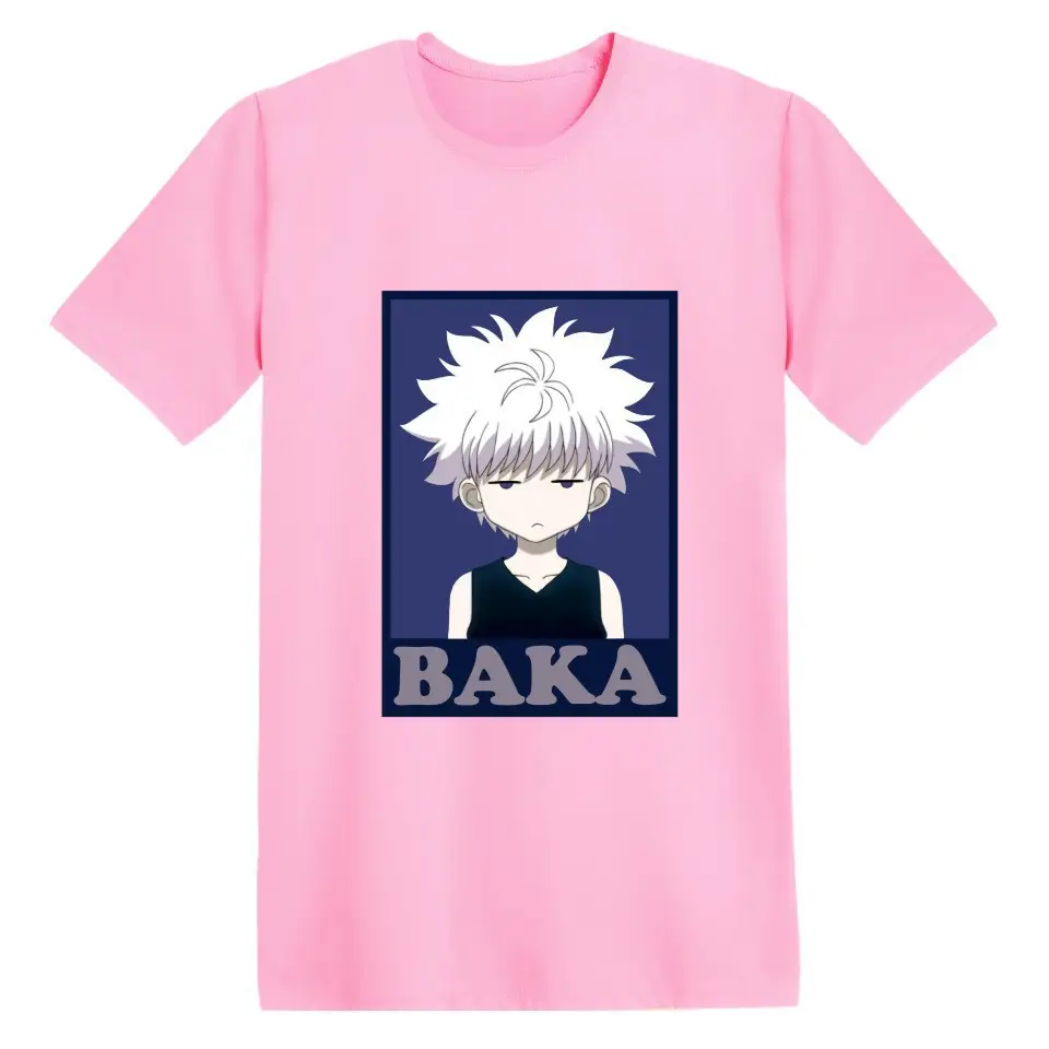 Baka Anime T-Shirt Grey Cotton Round Neck
