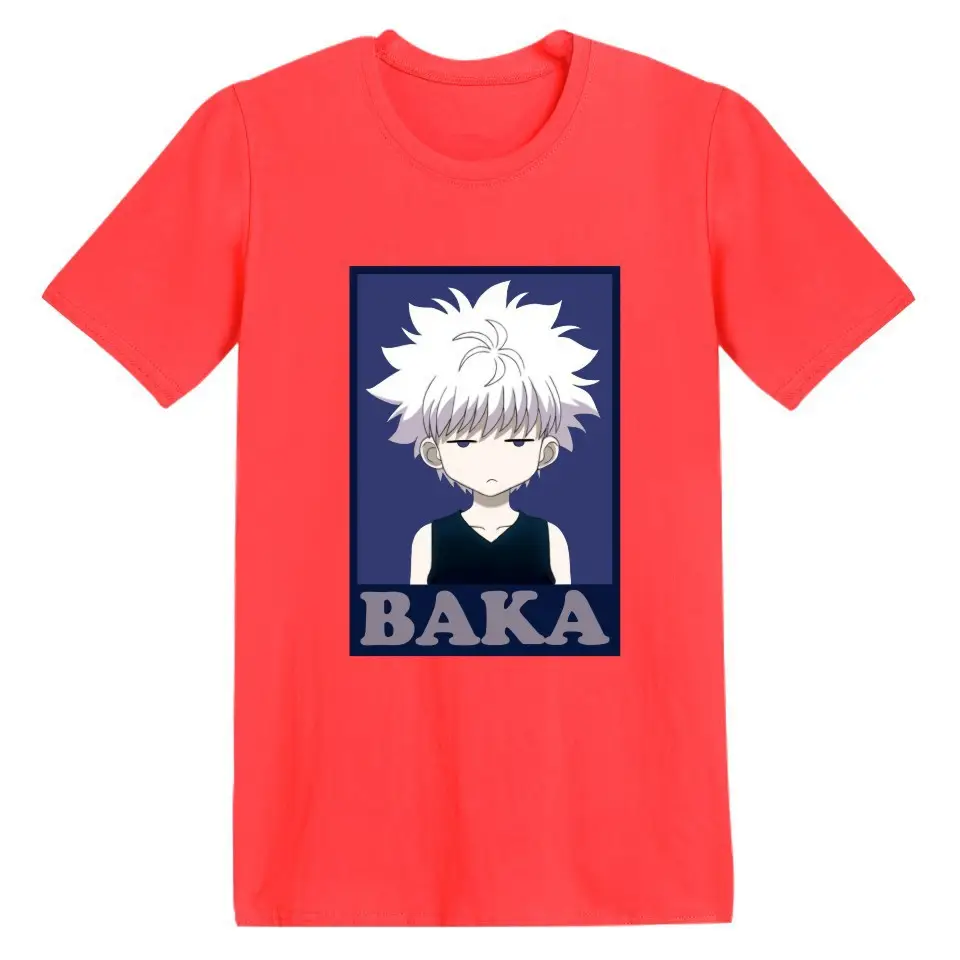 Baka Anime T-Shirt Grey Cotton Round Neck