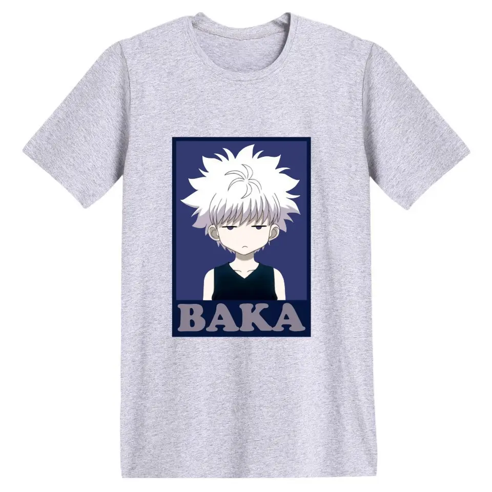 Baka Anime T-Shirt Grey Cotton Round Neck