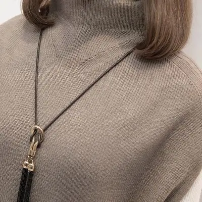 Women's Grey Half Turtleneck Waistcoat Sweater Vest - Image 5