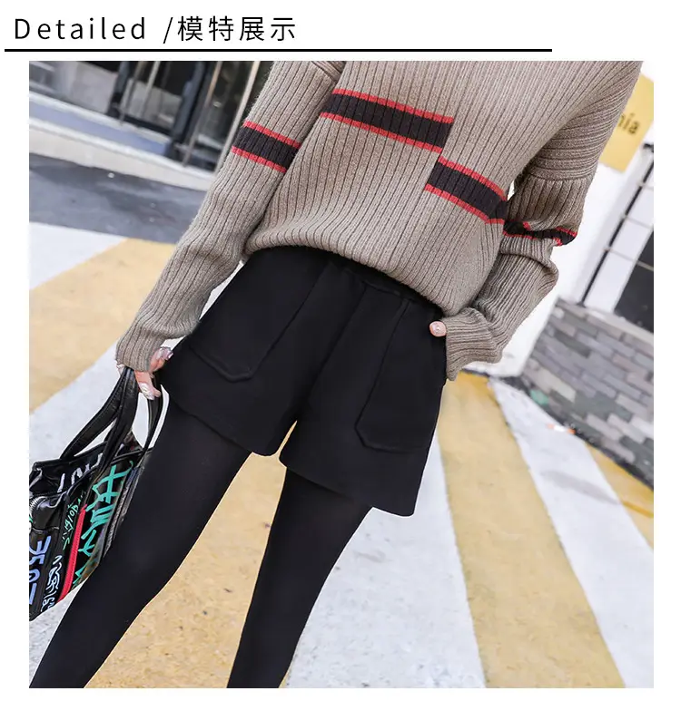 Women Woolen Shorts High Waist Wide Leg Winter Outerwear