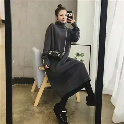 Women Knitted Coat Sweater Skirt Set Cream White - Image 3