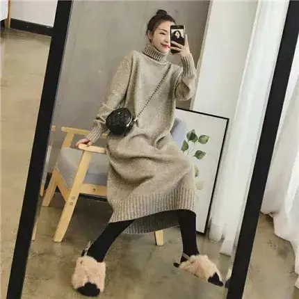 Women Knitted Coat Sweater Skirt Set Cream White - Image 4