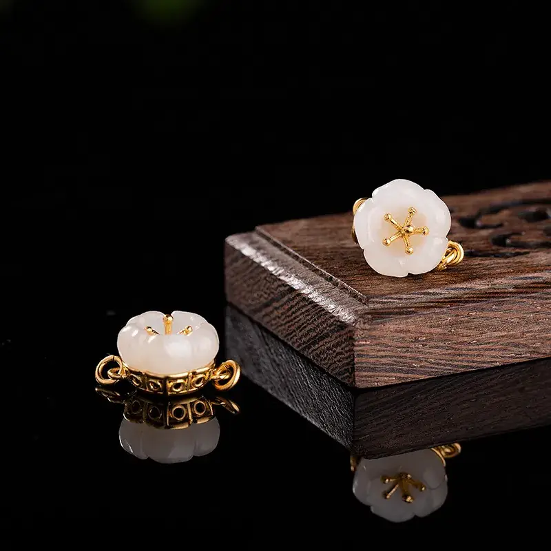 White Jade Owl Earrings with Gold Plating - Image 11