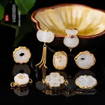 White Jade Owl Earrings with Gold Plating — feature 1