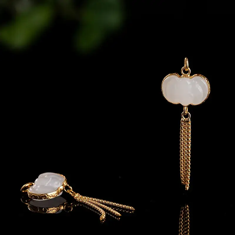 White Jade Owl Earrings with Gold Plating - Image 4