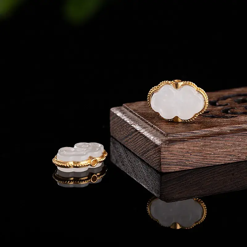 White Jade Owl Earrings with Gold Plating - Image 6